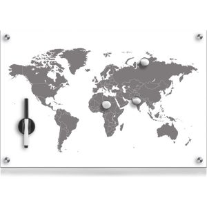 HTI-Living Memoboard Glas rechteckig Worldmap