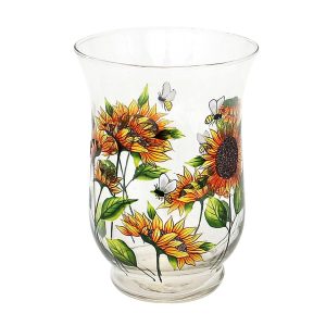 HTI-Living Glas Windlicht Sonnenblumen
