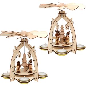SIGRO Holz Teelichtpyramide Winterfiguren