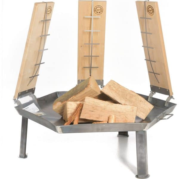 acerto Feuerschale 55cm + 3 Flammlachsbretter + 5 Stk. Kaminholz Buche