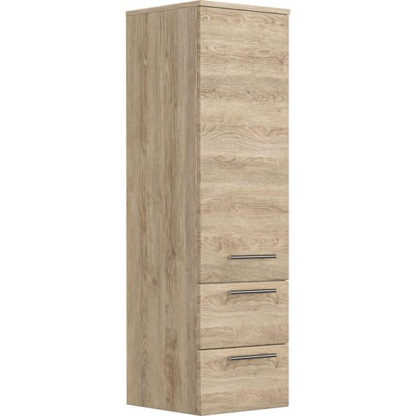 Posseik Hochschrank 120 cm eiche hell seidenglanz mit Glaseinlagen