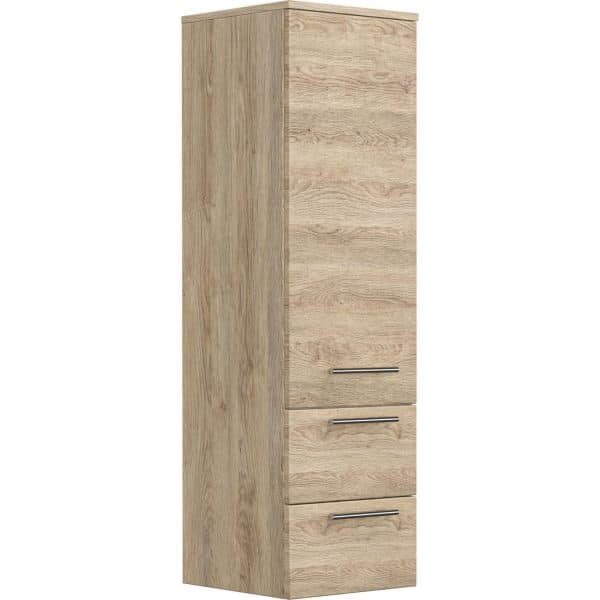 Posseik Hochschrank 120 cm eiche hell seidenglanz mit Glaseinlagen