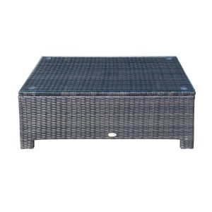 Outsunny Rattan Beistelltisch braun 85 x 50 x 39 cm (LxBxH)   Couchtisch Gartentisch Balkontisch Polyrattan Tisch