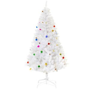 HOMCOM Künstlicher Weihnachtsbaum inkl. Metallständer weiß 105 x 180 cm (ØxH)   Tannenbaum Lichtfaser Metallständer Christbaum