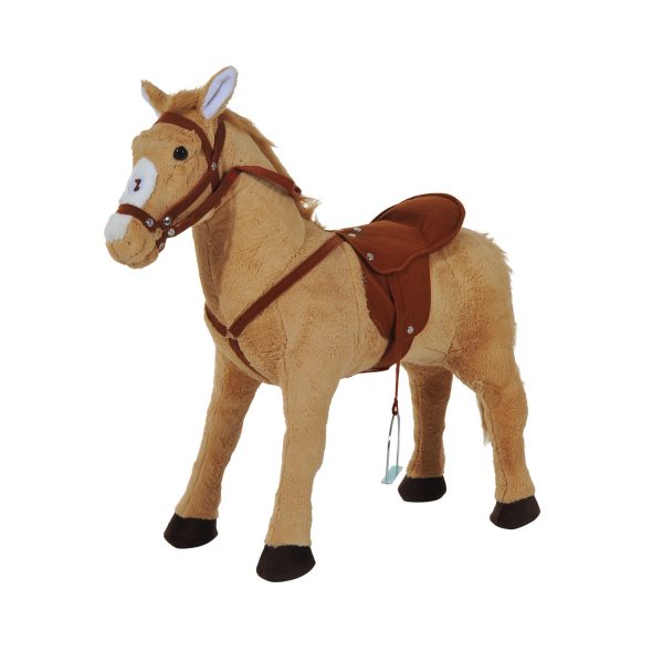 HOMCOM Kinderpferd beige 85 x 28 x 60 cm (LxBxH)   Reitpferd Stehpferd Walking Horse Plüschpferd