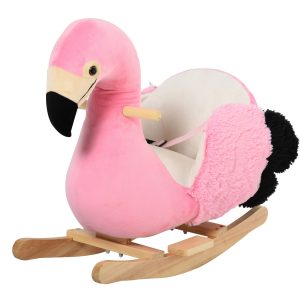 HOMCOM Kinder Schaukeltier als Flamingo rosa 60 x 33 x 52 cm (LxBxH)   Schaukelpferd Schaukelwippe Schaukelspielzeug