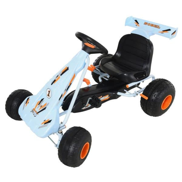 HOMCOM Kinder Go-Kart mit Handbremse hellblau 97 x 66 x 59 cm (LxBxH)   Kinderfahrzeug Pedalfahrzeug Tretfahrzeug