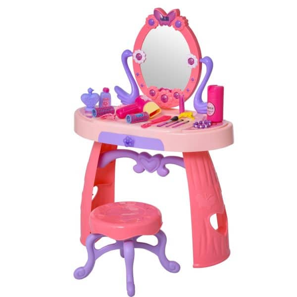 HOMCOM Kinderschminktisch mit Hocker rosa 49