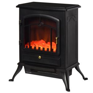 HOMCOM Elektrokamin mit Flammeneffekt und Heizfunktion 42 x 28 x 55 cm (LxBxH)   Kaminofen elektrischer Kamin Standkamin Wandkamin