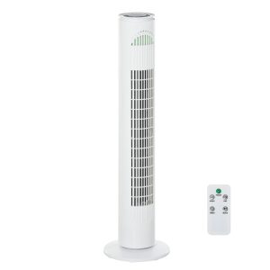 HOMCOM Turmventilator mit 3 Belüftungsstufen weiß 22 x 22 x 77 cm (BxTxH)   Säulenventilator Klimagerät Ventilator Kühlung