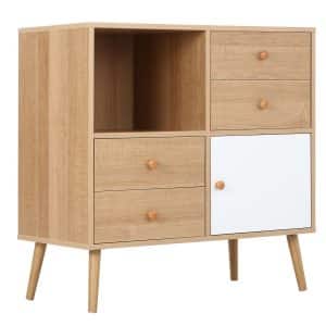 HOMCOM Küchenschrank mit 4 Schubladen und 1 Fach bunt 80B x 39T x 80H cm   Sideboard Küchenschrank Kommode Schrank Küche Aufbewahrung