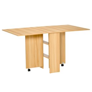 HOMCOM Mobiler Tisch natur   Klapptisch Schreibtisch Beistelltisch mit Rollen