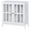 kleankin Küchenschrank mit Glastüren weiß 80 x 36 x 80 cm (BxTxH)   Beistellschrank Aufbewahrungsschrank Vitrine