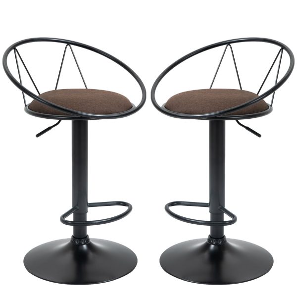 HOMCOM Barhocker im 2er Set braun 51 x 46 x 100 cm (BxTxH)   loungehocker Arbeitshocker  Polsterstuhl gemütliche Stühle