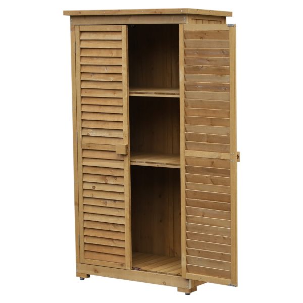 Outsunny Gartenschrank mit Lamellentüren natur 87 x 46