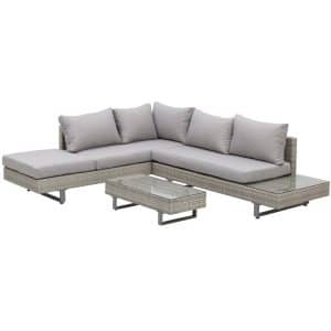 Outsunny Rattansofa Set mit Tisch grau   Sitzgruppe Gartenmöbel Sitzgarnitur Tisch