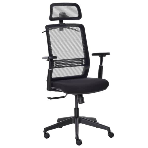 Vinsetto Bürostuhl Höhenverstellbar mit Kopfstütze schwarz 66L x 68B x 116-126H cm   Bürostuhl Schreibtischstuhl Drehstuhl Höhenverstellbar Stuhl