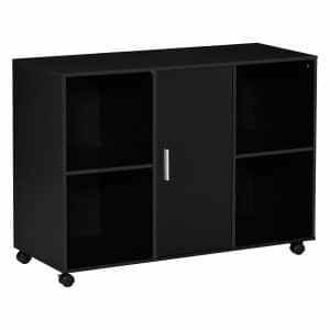 Vinsetto Druckertisch mit Rollen schwarz 100B x 40T x 71H cm   Computertisch Schreibtisch Bürotisch Gamingtisch Druckertisch