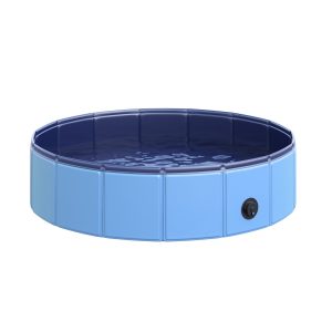 PawHut Hundebadewanne mit Wasserablassventil blau 80 x 20 cm (ØxH)   Hundepool Badewanne Swimmingpool Wasserbecken