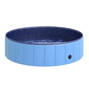 PawHut Hundepool mit Wasserablassventil blau 120 x 30 cm (ØxH)   Hundebadewanne Badewanne Swimmingpool Wasserbecken