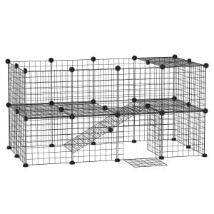 PawHut Laufgitter für kleine Haustiere schwarz 146 x 73 x 73 cm (LxBxH)   Gittergehege Laufstall Kleintier-Gehege Freigehege