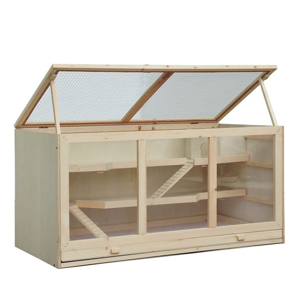 PawHut Nagerkäfig mit Treppen und 3 Etagen natur 115L x 57B x 55H cm   Hamsterkäfig Nagerkäfig Mäusekäfig Nagervilla Dreistöckig