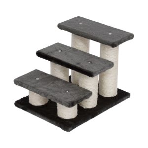 PawHut Katzentreppe mit 3 Stufen grau 45 x 35 x 34 cm (LxBxH)   Tiertreppe Hundetreppe Treppe Stufen Aufstieg