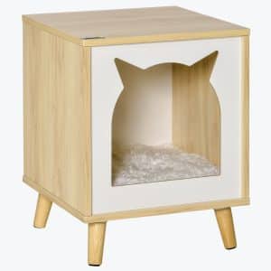 PawHut Katzenhöhle mit Kissen natur 40L x 40B x 50H cm   katzennest Katzenhöhle Katzenbett Tierhaus Katzenhaus mit Kissen