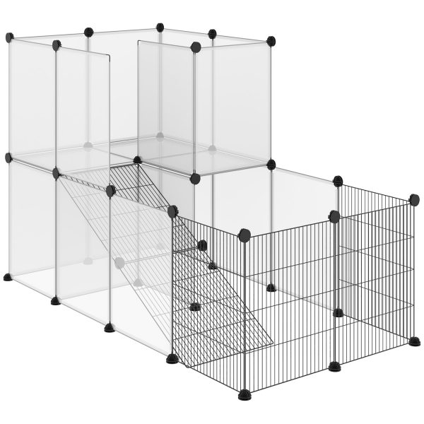 PawHut Kleintierkäfig mit verschiedenen Panelen schwarz 140L x 70B x 90H cm   Nagerkäfig Kleintierkäfig Drahtkäfig Tierkäfig Panellenkäfig