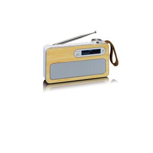 Lenco PDR-040 BAMBOOBK Tragbares DAB+ / FM-Radio aus echtem Bambusholz (Lithium-Akku