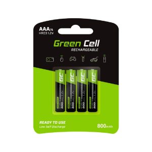 Green Cell 4x Akkumulator AAA HR03 800mAh Akkus Batterien (Nickel-Hydrid-Akku