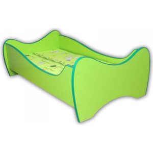 Kinderbett Curly inkl Rollrost mit geschwungenen Holzlatten + Matratze 70*140 cm grün