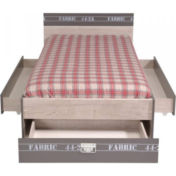 Funktionsbett Fabric Parisot mit 3 Bettschubkästen 90*200 cm grau