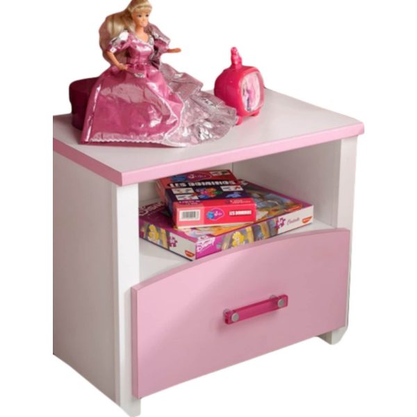 Nachtkommode Biotiful Parisot mit 1 Schublade und 1 offenes Fach B 44 cm H 44 cm T 28 cm weiß rosa