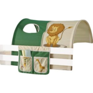 Tunnel Safari + Bett-Tasche inkl. 2 Sichtfenster 100% Baumwolle grün - beige