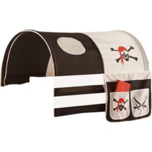 Tunnel Pirat + Bett-Tasche inkl. 2 Sichtfenster 100% Baumwolle schwarz - beige