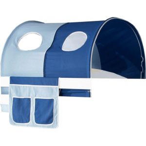 Tunnel + Bett-Tasche inkl. 2 Sichtfenster 100% Baumwolle hellblau - dunkelblau
