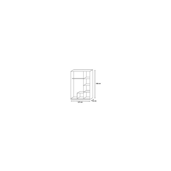 Kleiderschrank Sara weiß 3 Türen (1 mit Spiegelfront) + 1 große Schublade weiß B 127 cm - H 188 cm