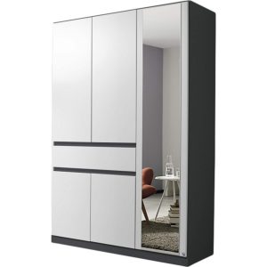 Drehtürenschrank Jonas 1 weiß grau-metallic 5 Türen B 136 cm