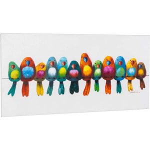 Bild auf Leinwand Motiv Vögel Acryl weiß bunt 120 x 60 cm Vogelparade Bunt