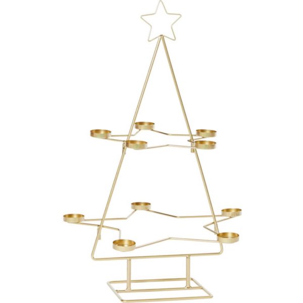 Teelichthalter Weihnachtsbaum Goldfarben