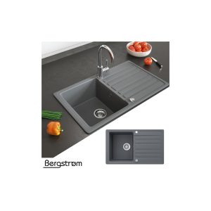 Granit Spüle Küchenspüle Einbauspüle Auflage Spülbecken Küche reversibel Grau