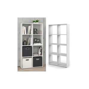 VICCO Raumteiler SCUTUM 8 Fächer Weiß - Regal Bücherregal Raumteiler Standregal Büroregal