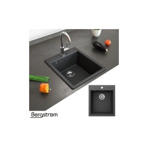 Granit Spüle Küchenspüle Einbauspüle Spülbecken Küche + Siphon Schwarz