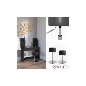 VICCO Design Hocker / Schminkhocker höhenverstellbar in schwarz