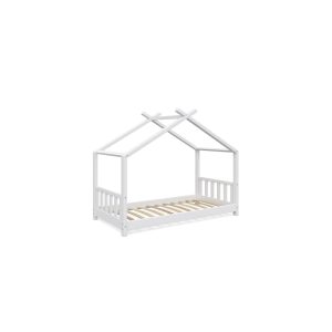 VitaliSpa Kinderbett Design Hausbett Kinderbett Kinder Holz Haus Zaun 80x160cm Weiß