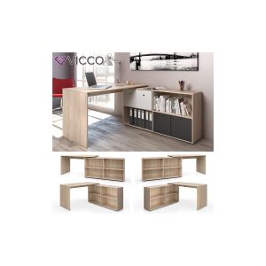 Vicco Eckschreibtisch FlexPlus Computer Bürotisch PC Schreibtisch Eiche Sonoma