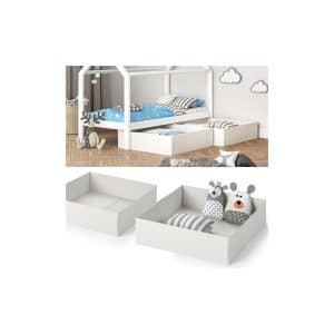 VitaliSpa Faltbox Schublade Aufbewahrungsbox für Kinderbett 2er Set Weiß