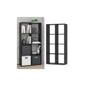 Vicco Raumteiler Scutum 8 Fächer Schwarz 140 x 72 cm - Regal Bücherregal Standregal Aktenregal Raumtrenner