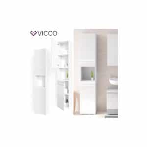 VICCO Badschrank FREDDY Weiß Hochglanz Badezimmerschrank Hochschrank Bad